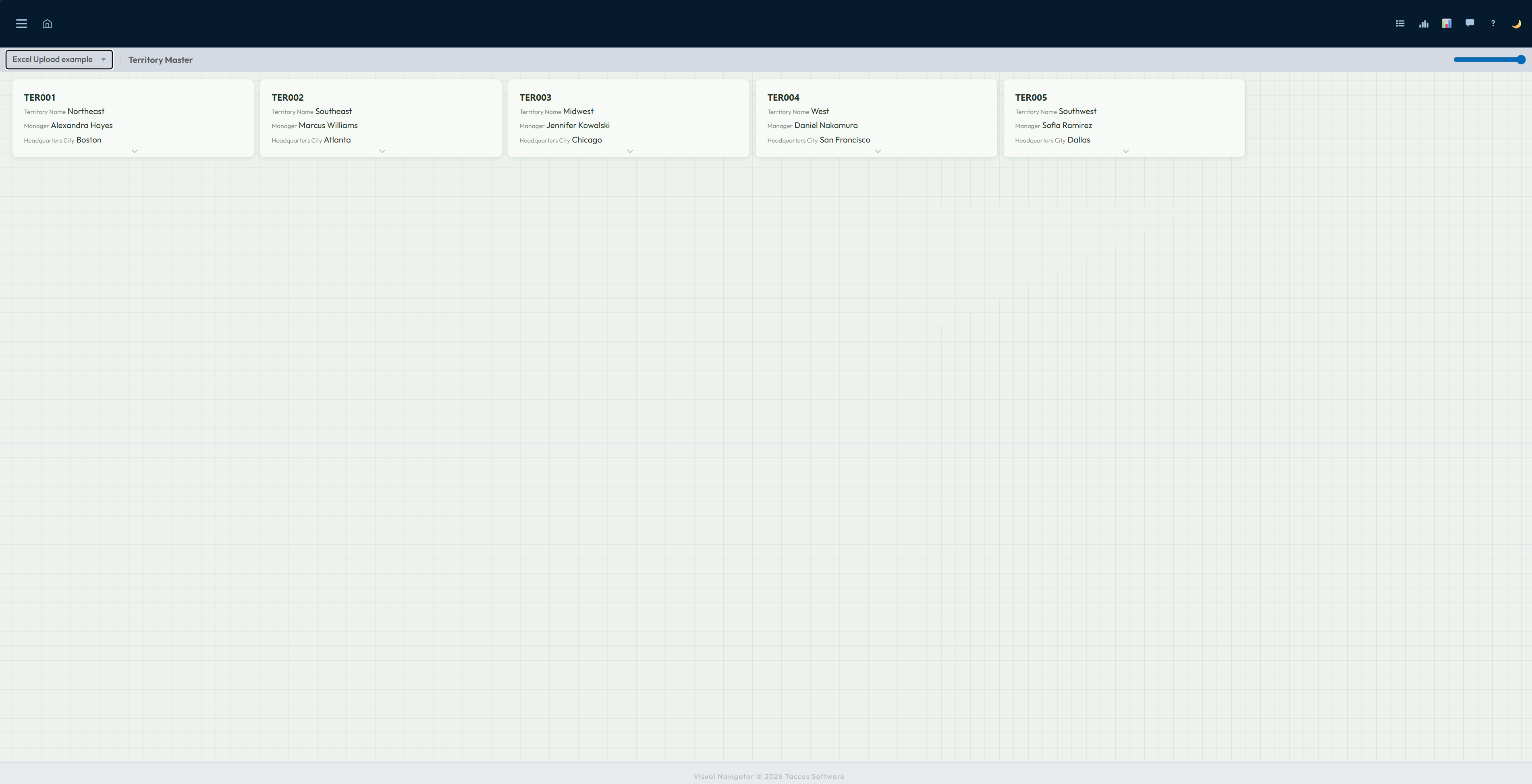Working Navi tile dashboard created from the uploaded Excel workbook